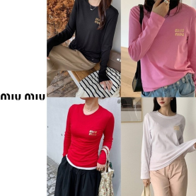 MIUMIU 미우미우 금박로고 긴팔티셔츠(면20수) 5COLOR