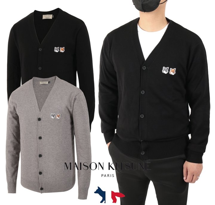 ●4월 판매 4위● MAISON KITSUNE 메종키츠네 더블 헤드 폭스 울 가디건