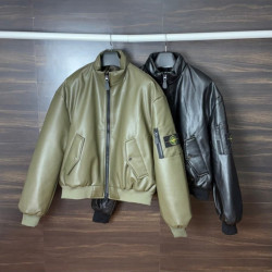 STONE ISLAND 스톤아일랜드 레더 봄버 자켓