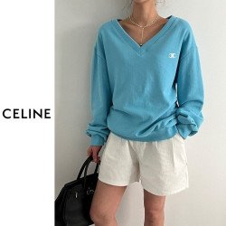 CELINE 셀린느 비비드 브이넥 맨투맨