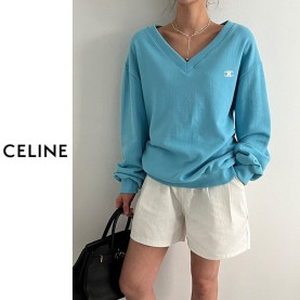 CELINE 셀린느 비비드 브이넥 맨투맨