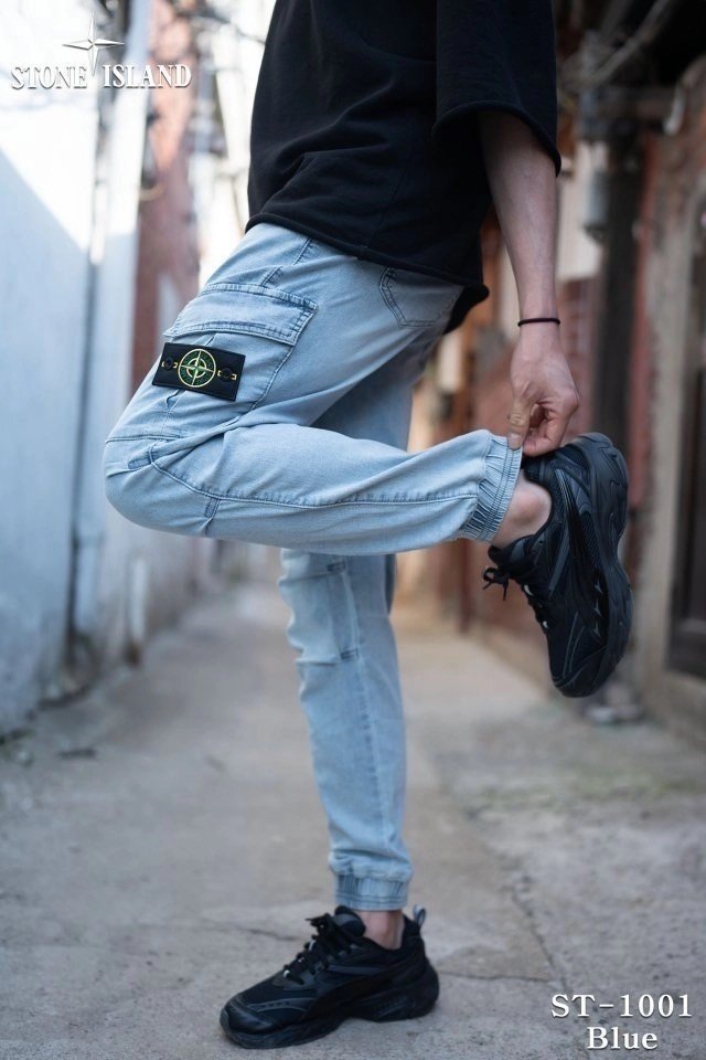 STONE ISLAND 스톤아일랜드 쿨 데님 카고 조거 팬츠