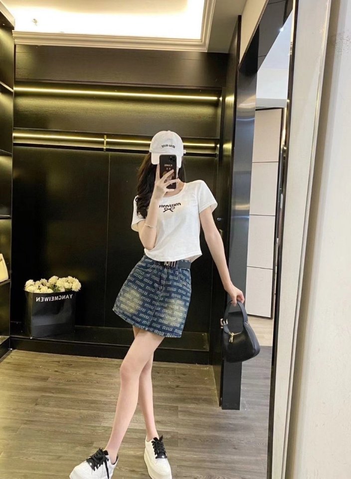 MIUMIU 미우미우 청치마 반팔 세트