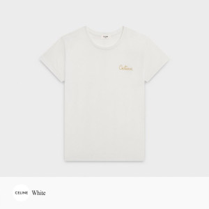 CELINE 셀린느 체인 스티치 골드 루렉스 자수 티셔츠