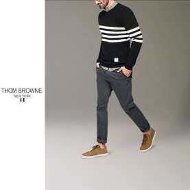THOM BROWNE 톰브라운 롱 라인 라운드 니트 2COLOR
