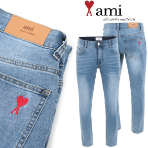 AMI 아미 연청 워싱 슬림진