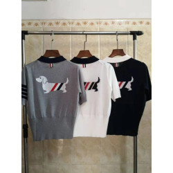 THOM BROWNE 톰브라운 헥터 카라 반팔 니트