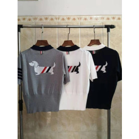 THOM BROWNE 톰브라운 헥터 카라 반팔 니트
