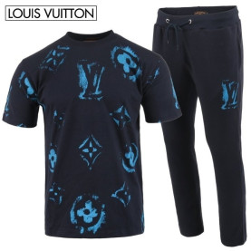LOUIS VUITTON 루이비통 그래픽 블루 나염 반팔 긴바지 셋트