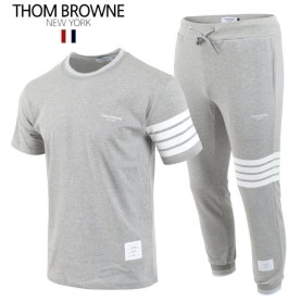 THOM BROWNE 톰브라운 사선 시보리 반팔 긴바지 세트