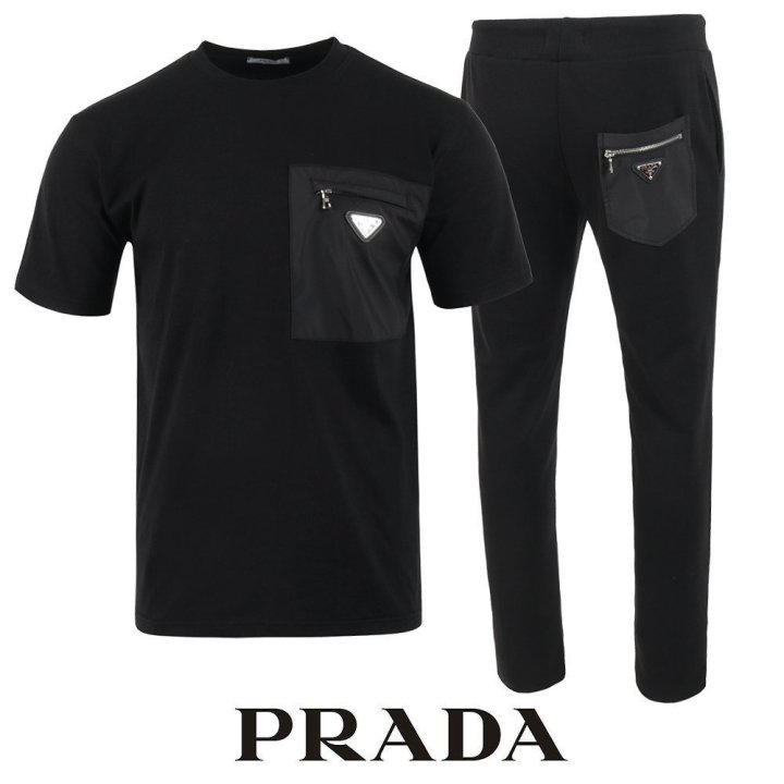 PRADA 프라다 지퍼 포켓 반팔 긴바지 셋트