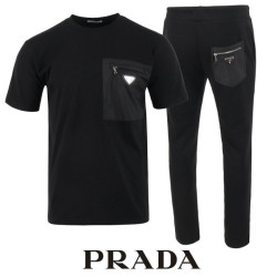 PRADA 프라다 지퍼 포켓 반팔 긴바지 셋트