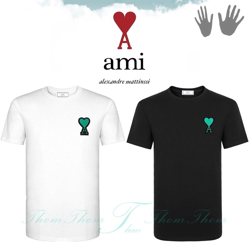 AMI 아미 그린하트 반팔티