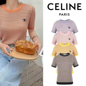 CELINE 셀린느 트리오페 배색 패턴 반팔니트
