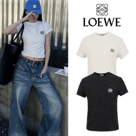 LOEWE 로에베 아나그램 스팽글 반팔 니트