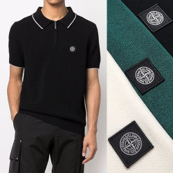 STONE ISLAND 스톤아일랜드 지퍼카라 니트 반팔