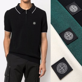 STONE ISLAND 스톤아일랜드 지퍼카라 니트 반팔