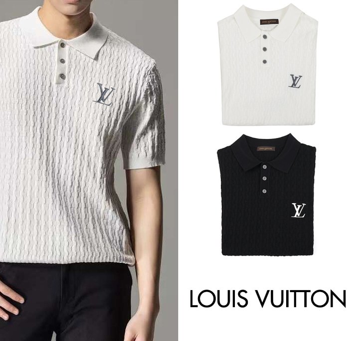 LOUIS VUITTON 루이비통 자수 패턴 카라 니트