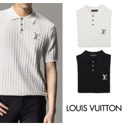 LOUIS VUITTON 루이비통 자수 패턴 카라 니트