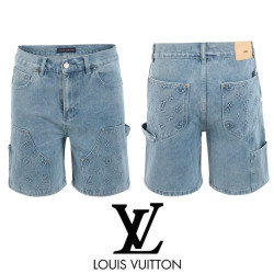 LOUIS VUITTON 루이비통 불박로고 데님 하프 팬츠