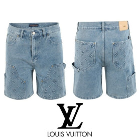 LOUIS VUITTON 루이비통 불박로고 데님 하프 팬츠