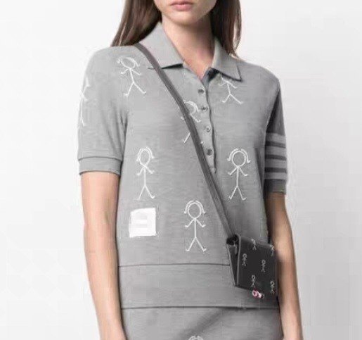 THOM BROWNE 톰브라운 피플 카라 반팔 니트
