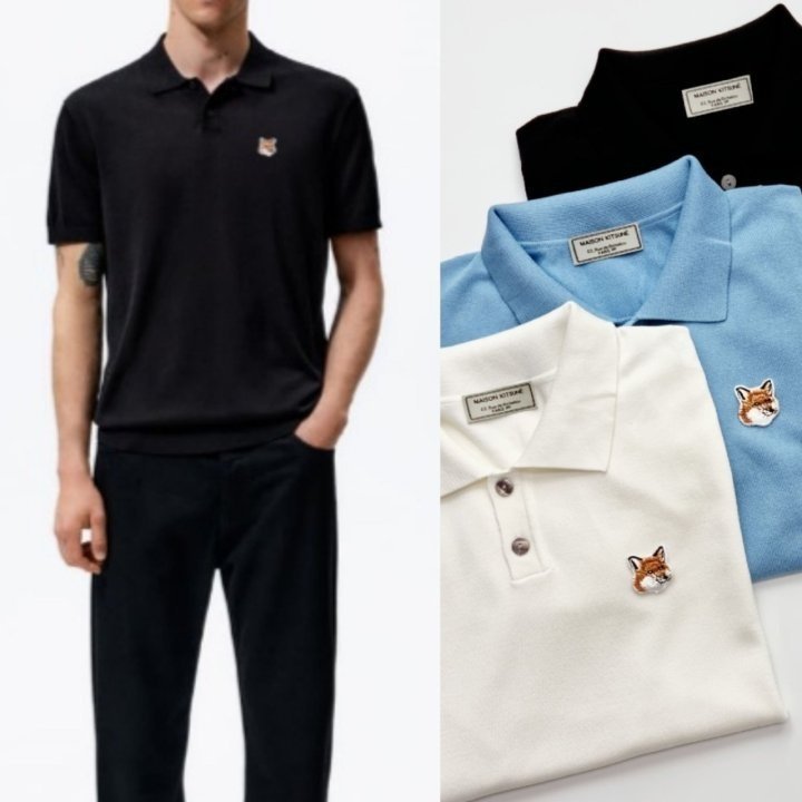 MAISON KITSUNE 메종키츠네 폭스헤드 카라 니트반팔