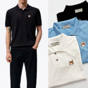 MAISON KITSUNE 메종키츠네 폭스헤드 카라 니트반팔