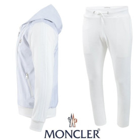 MONCLER 몽클레어 화이트 로고 나염 우븐 후드집업 셋트