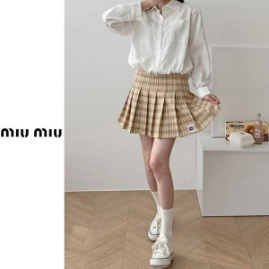 MIUMIU 미우미우 레터링 체크치마바지