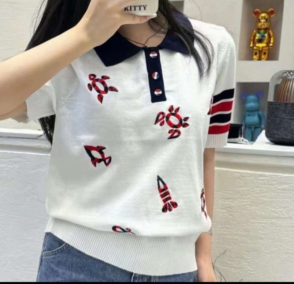 THOM BROWNE 톰브라운 씨 라이프 카라 반팔 니트 2COLOR