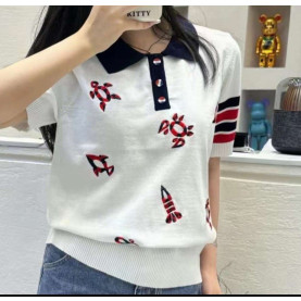 THOM BROWNE 톰브라운 씨 라이프 카라 반팔 니트 2COLOR