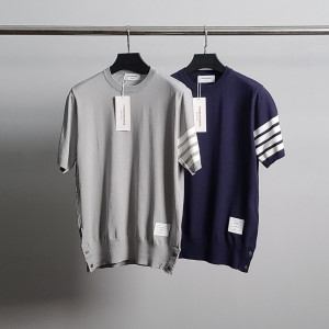 THOM BROWNE 톰브라운 프리미엄 4바 라운드 반팔 니트