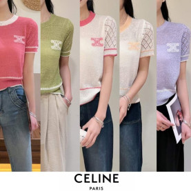 CELINE 셀린느 트리오페 부클 반팔 니트
