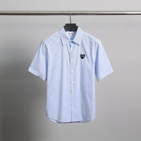 COMME DES GARCONS 꼼데가르송 화이트와펜 스트라이프 반팔 셔츠
