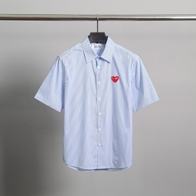 COMME DES GARCONS 꼼데가르송 레드와펜 스트라이프 반팔 셔츠