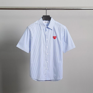 COMME DES GARCONS 꼼데가르송 레드와펜 스트라이프 반팔 셔츠