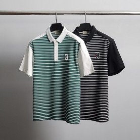 BURBERRY 버버리 B자수 스트라이프 반팔 카라티