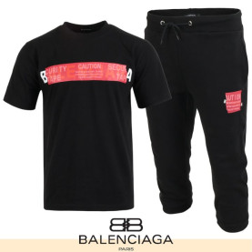 BALENCIAGA 발렌시아가 테이프 프린팅 반팔 & 7부 셋트