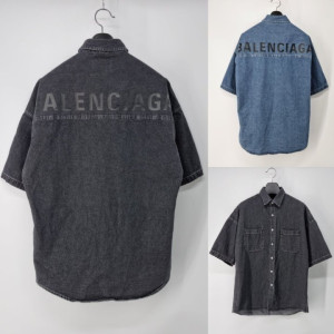 BALENCIAGA 발렌시아가 반팔 데님 셔츠