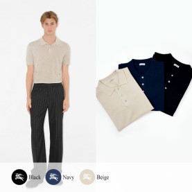 BURBERRY 버버리 B shield 자수 반팔 카라 니트
