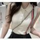 THOM BROWNE 톰브라운 삼선 민소매 카라 니트
