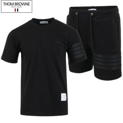 THOM BROWNE 톰브라운 블랙 4바 반팔 & 반바지 세트