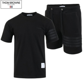 THOM BROWNE 톰브라운 블랙 4바 반팔 & 반바지 세트