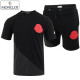 MONCLER 몽클레어 언발 배색 레드 빅로고 반팔 & 반바지 세트