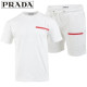 PRADA 프라다 레드 로고 패치 반팔 & 반바지 셋트