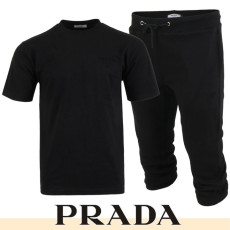 PRADA 프라다 메인 엠보 로고 반팔 & 7부 셋트