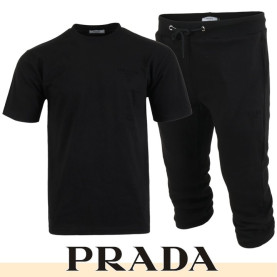 PRADA 프라다 메인 엠보 로고 반팔 & 7부 셋트