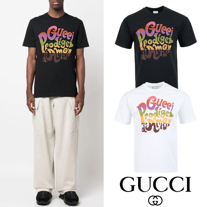GUCCI 구찌 프로디지 아모르 프린트 실켓 티셔츠