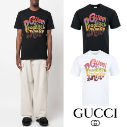 GUCCI 구찌 프로디지 아모르 프린트 실켓 티셔츠